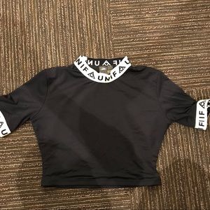 Unit taped logo stretch cropped top